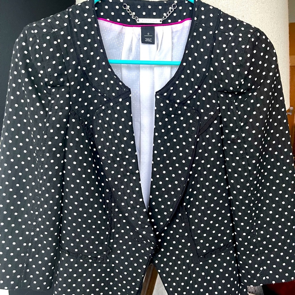 White House Black Market Black with White polka dot Blazer